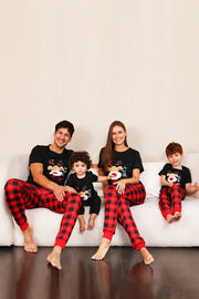 Ensemble de pyjamas assortis à la famille de Noël à carreaux rouges à manches courtes