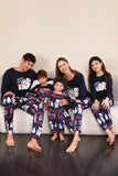 Ensemble pyjama assorti familial de Noël imprimé bleu marine