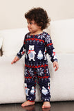 Ensemble pyjama assorti familial de Noël imprimé bleu marine