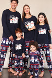 Ensemble pyjama assorti familial de Noël imprimé bleu marine