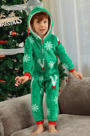 Noël famille vert flanelle flocon de neige cache-couche pyjama
