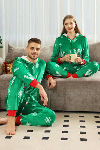 Noël famille vert flanelle flocon de neige cache-couche pyjama