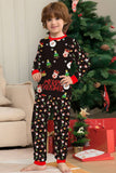 Père Noël et sapin de Noël noir famille pyjama assorti ensemble