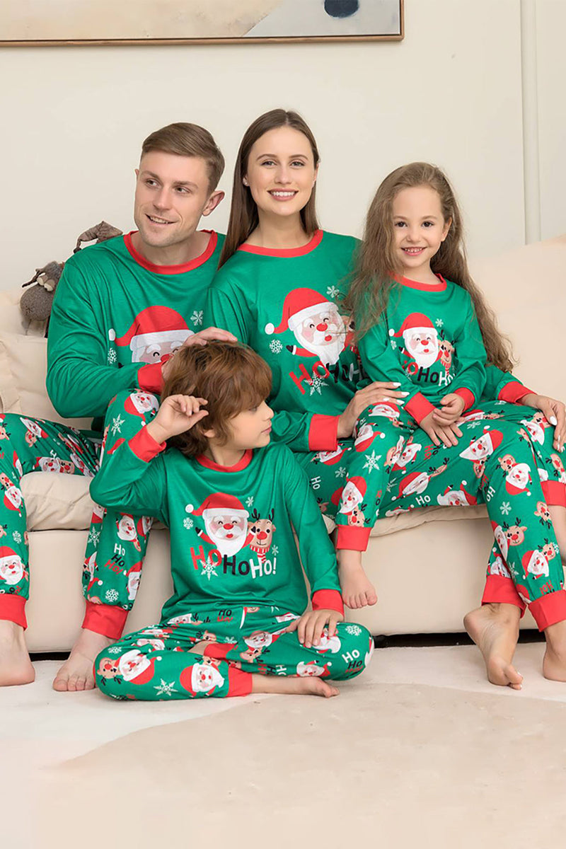 Charger l&#39;image dans la galerie, Père Noël vert et cerf Noël famille pyjama assorti ensemble