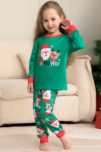 Père Noël vert et cerf Noël famille pyjama assorti ensemble