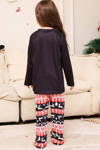 Ensemble de pyjamas assortis de la famille de cerfs noirs et flocons de neige de Noël
