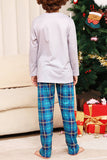 Cerf gris et bleu à carreaux Noël famille pyjama assorti ensemble