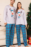 Cerf gris et bleu à carreaux Noël famille pyjama assorti ensemble