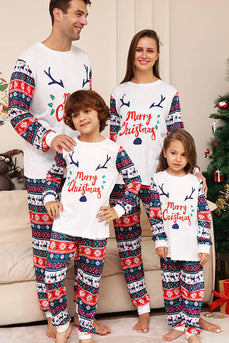 Ensemble de pyjamas assortis famille de cerf blanc et bleu motif de cerf blanc et bleu