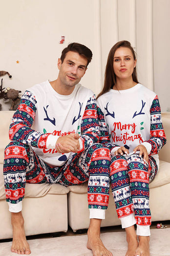 Ensemble de pyjamas assortis famille de cerf blanc et bleu motif de cerf blanc et bleu
