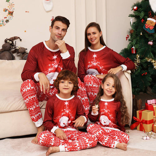 Ensemble pyjama assorti familial de Noël bonhomme de neige rouge