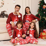 Ensemble pyjama assorti familial de Noël bonhomme de neige rouge
