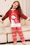 Ensemble pyjama assorti familial de Noël bonhomme de neige rouge