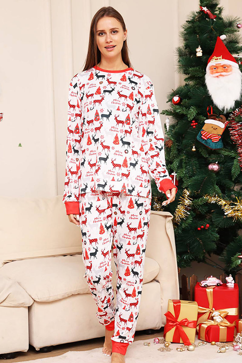 Charger l&#39;image dans la galerie, Noël blanc et arbre motif famille pyjama assorti ensemble