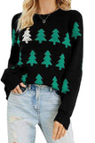 Pull sapin de Noël noir à manches longues