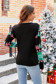 Pull de Noël en tricot noir pour femme