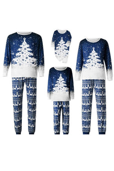 Pyjama assorti famille de Noël ensemble pyjama imprimé sapin de Noël bleu