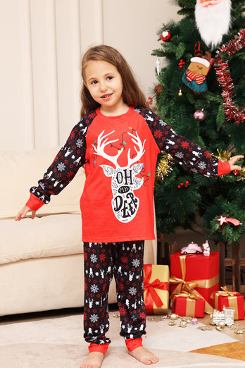 Pyjama assorti famille de Noël Ensemble pyjama imprimé cerf rouge noir