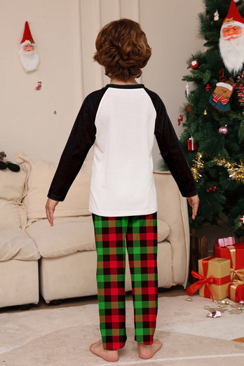 Ensemble de pyjama à carreaux imprimé cerf blanc noir de la famille de Noël