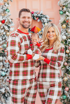 Pyjama assorti famille de Noël Pyjama à carreaux rouge