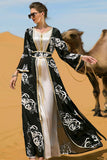 Broderie de fleurs noires et blanches Abaya