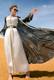 Broderie de fleurs noires et blanches Abaya