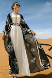 Broderie de fleurs noires et blanches Abaya