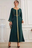 Manches longues vert foncé Maxi Caftan Marocain