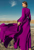 Charger l&#39;image dans la galerie, Abaya portefeuille décontractée à volants et col en V violet foncé