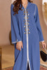 Charger l&#39;image dans la galerie, Manches longues à capuche bleue Abaya