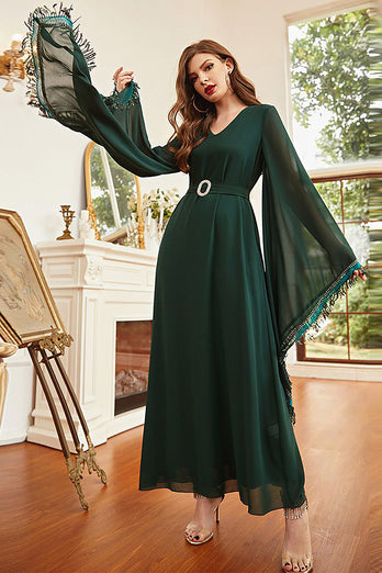 Robe Maxi longue Abaya vert foncé robe arabe caftan
