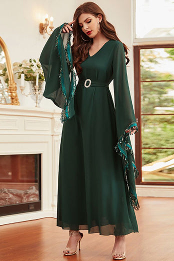 Robe Maxi longue Abaya vert foncé robe arabe caftan