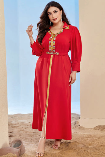 Abaya Soirée Party Maxi Robes Femmes Vêtements Islamiques Robe Arabe Belinturée