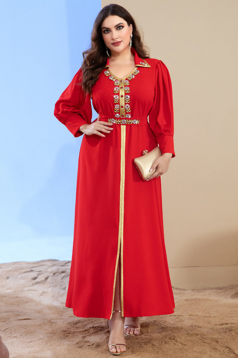 Charger l&#39;image dans la galerie, Abaya Soirée Party Maxi Robes Femmes Vêtements Islamiques Robe Arabe Belinturée