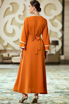 Deux pièces Open Abaya Caftan Femmes Robe musulmane Robe de soirée