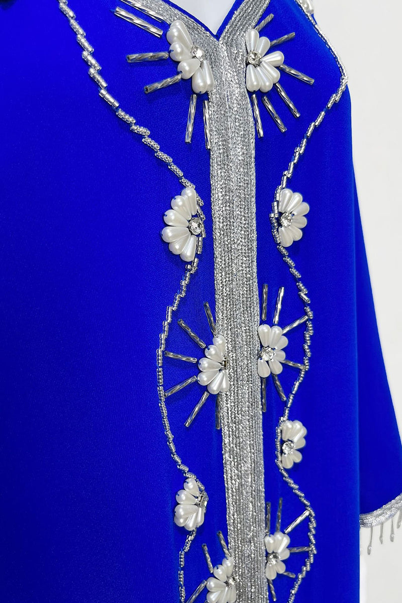 Charger l&#39;image dans la galerie, Blue Tassel Perles Manches Dubaï Caftan Abaya Maxi Robe