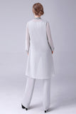 Marine 3 pièces mère de la mariée pantalon costumes avec Appliques