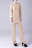Champagne Manches Longues 2 Pièces Mère de la Mariée Pantalon Costumes
