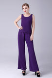 Violet Manches Longues 3 Pièces Mère de la Mariée Pantalons Costumes