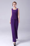Violet Manches Longues 3 Pièces Mère de la Mariée Pantalons Costumes