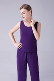 Violet Manches Longues 3 Pièces Mère de la Mariée Pantalons Costumes