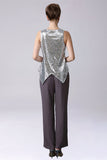 Costumes pantalon 3 pièces à paillettes crépuscules mère de la mariée