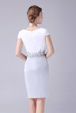 Fourreau argenté genou longueur mère de la robe de mariée avec manteau
