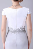 Fourreau argenté genou longueur mère de la robe de mariée avec manteau