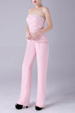 Rose 3 Pièces Dentelle Manteau Mère de la Mariée Pantalon Costumes