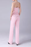 Rose 3 Pièces Dentelle Manteau Mère de la Mariée Pantalon Costumes