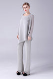 Combinaison/Pantalon sépare Scoop Cheville Longueur Mousseline de soie Mère de la robe de mariée