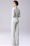 Combinaison/Pantalon sépare la longueur du sol en mousseline de soie mère de la robe de mariée avec noeud