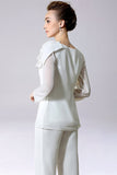 Combinaison/Pantalon sépare la longueur du sol en mousseline de soie mère de la robe de mariée avec noeud