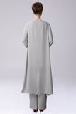 Sliver Jumpsuit/Pantsuit sépare la longueur du sol en mousseline de soie mère de la robe de mariée